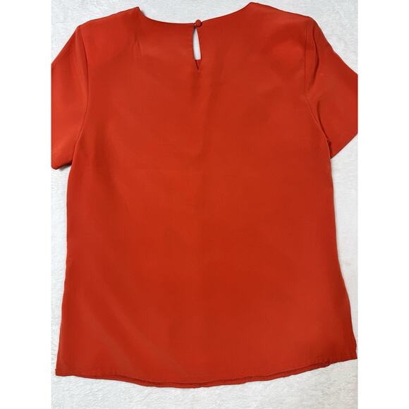 Jacques Vert Burnt Orange Geometric Short Sleeve Top Size Med Luxe Fall2025 - Picture 6 of 6